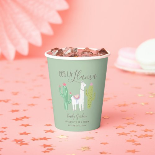 Ooh la llama Baby shower cute baby boy teal brown Paper Cups