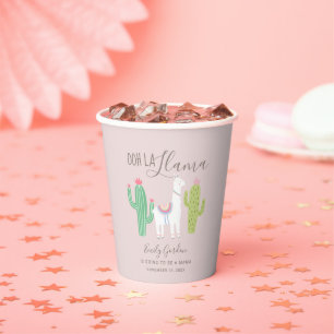 Ooh la llama Baby shower cute baby girl Pink Paper Cups