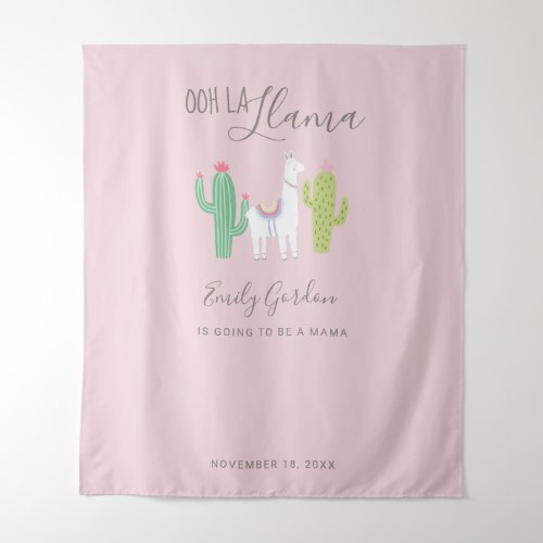 Ooh La Llama Baby Shower cute Background Pink Tapestry