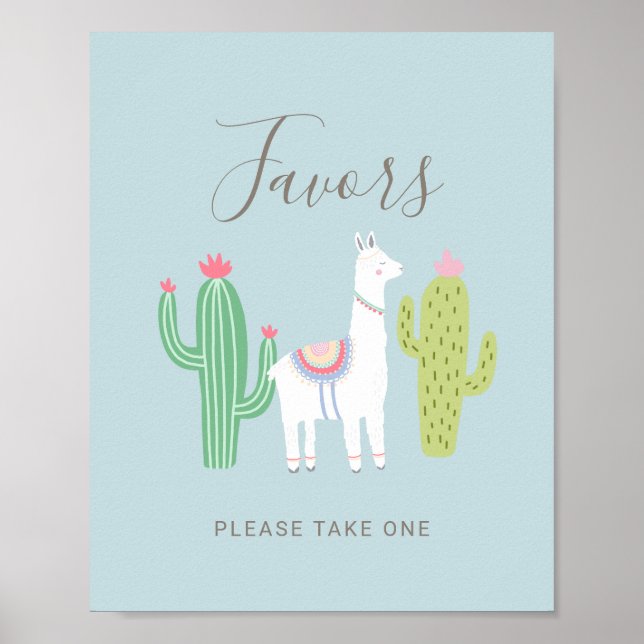 Ooh La Llama Baby Shower Cute Favors Sign (Front)