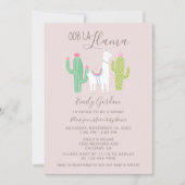 Ooh La Llama Baby Shower cute pink & brown simple Invitation (Front)