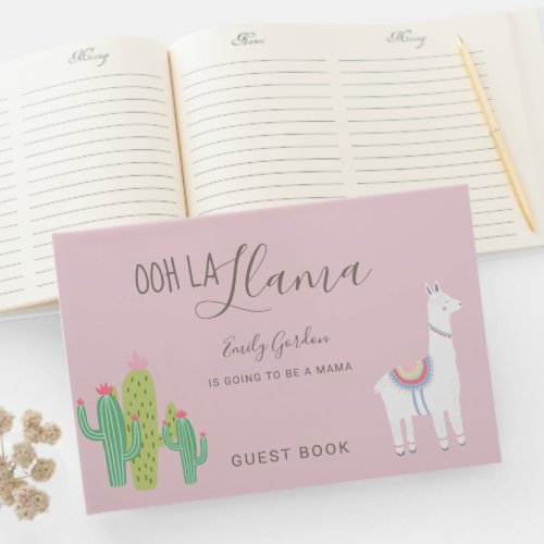 Ooh La Llama Baby Shower Cute Pink Succulents Guest Book