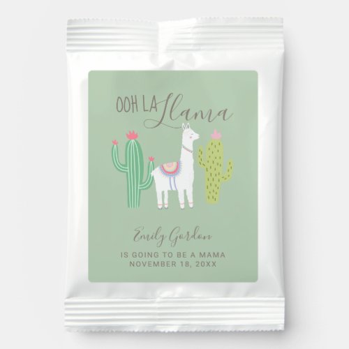 Ooh la llama Baby Shower Green Cute Lettering  Hot Chocolate Drink Mix
