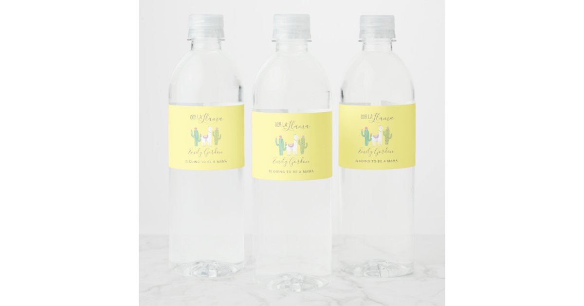 Ooh la llama baby shower simple cute yellow water bottle ...