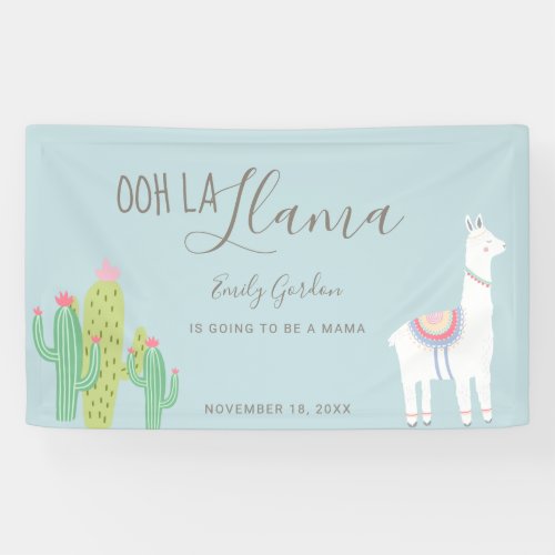 Ooh La Llama Baby Shower Succulents Blue Cute Banner