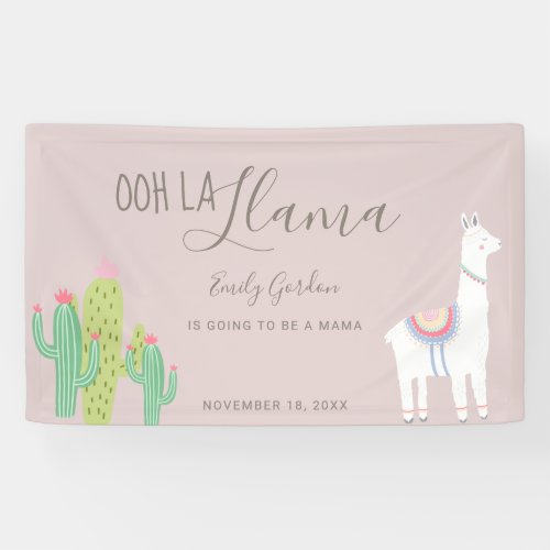 Ooh La Llama Baby Shower Succulents light gray Banner