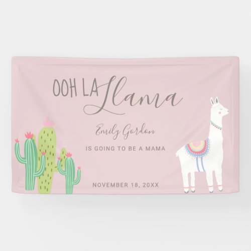 Ooh La Llama Baby Shower Succulents pink Cute Banner