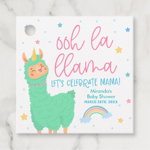 Ooh La Llama Rainbow and Stars Baby Shower Favor Tags