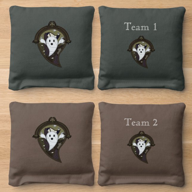 Ooh the Ghost Cornhole Bags (Wood)