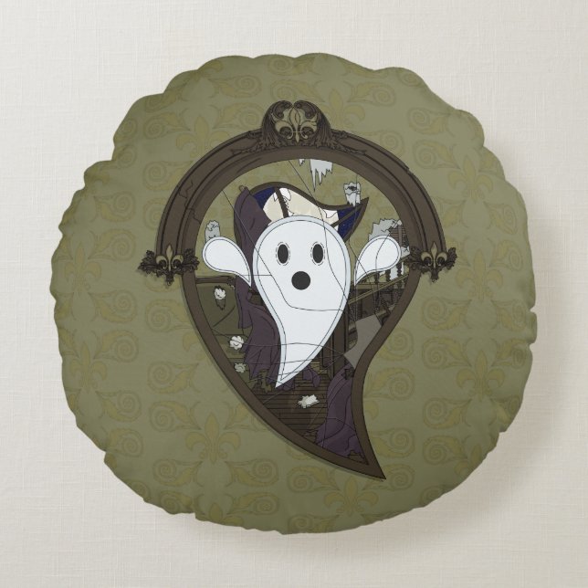 Ooh the Ghost Round Pillow (Front)