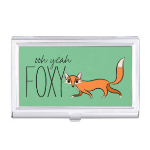 Ooh Yeah Foxy Cute Fox Slogan Business Card Case
