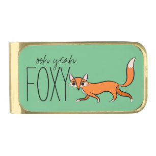 Ooh Yeah Foxy Cute Fox Slogan Gold Finish Money Clip