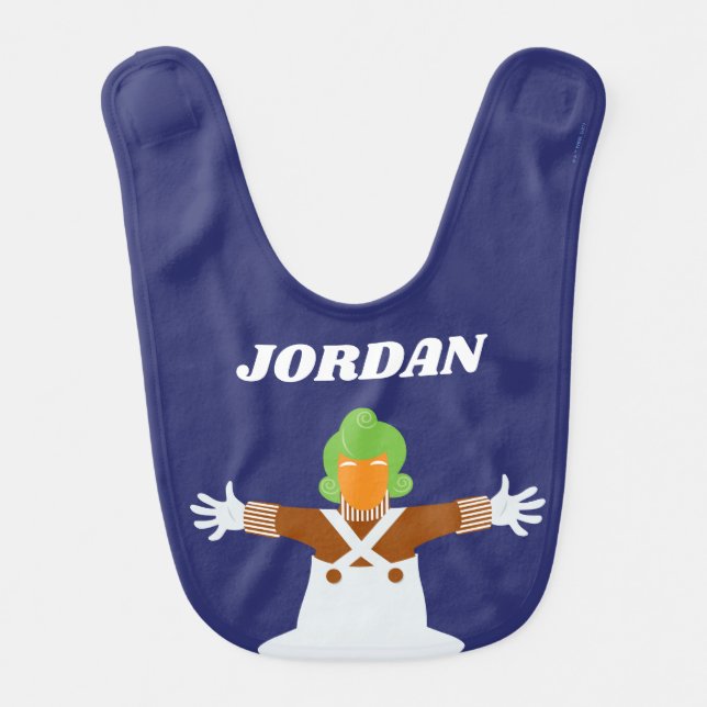 Oompa Loompa Arms Out Baby Bib (Front)