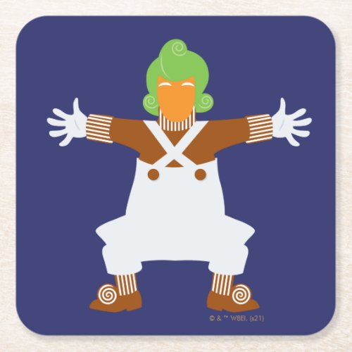 Oompa Loompa Arms Out Square Paper Coaster