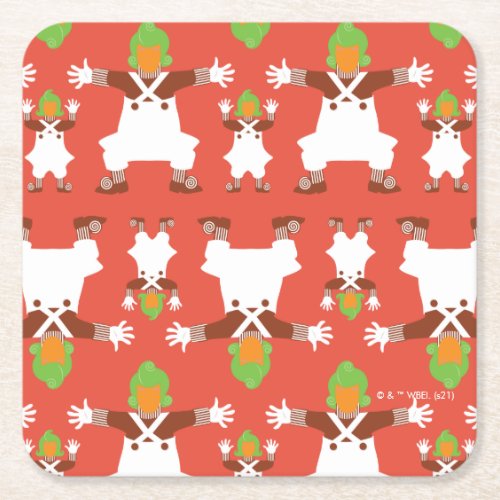 Oompa Loompa Dancing Pattern Square Paper Coaster