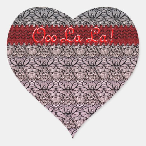 Ooo La La _ Black Lace Personalized Heart Sticker