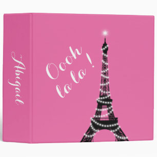 Oooh la la! Fuchsia Eiffel Tower 3 Ring Binder