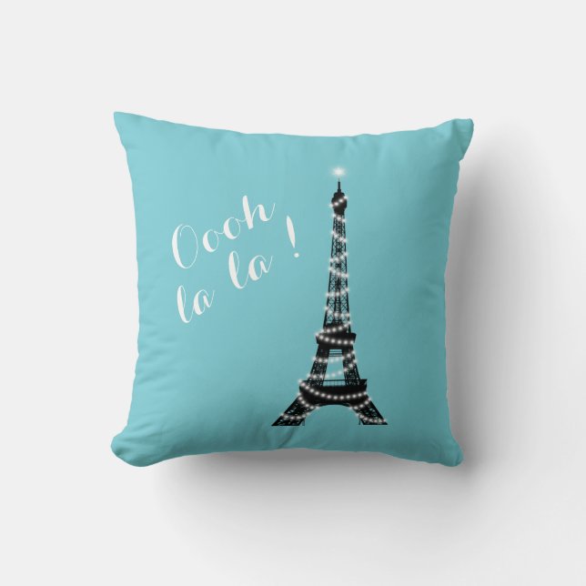Oooh La La Throw Pillow Turquoise (Front)