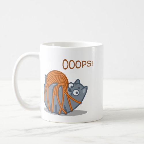 OOOPS Funny Cute Cat Plays With Yarn Ball  Coffee Mug