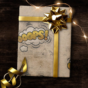 OOOPS! Vintage Comic Book Steampunk Pop Art Wrappi Wrapping Paper