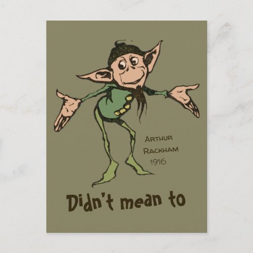 Oops Arthur Rackham Friendly gnome Grimm CC0996 Postcard