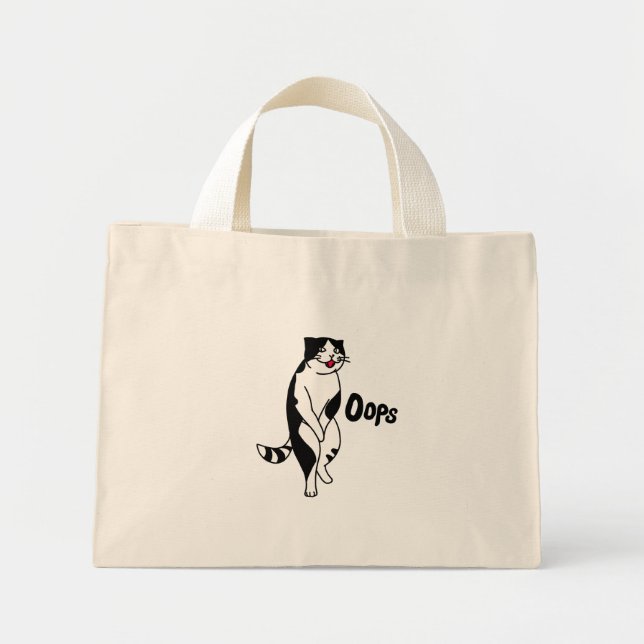 Oops cat mini tote bag (Front)