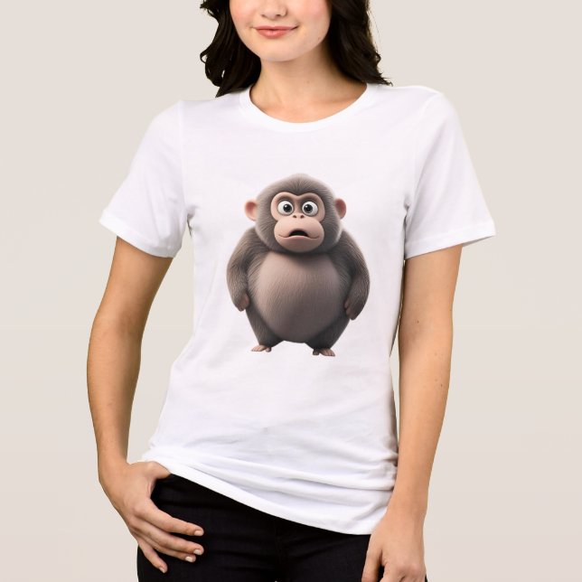 Oops! Did I Do That? | Cute Surprised Monkey Zodia Tri-Blend Shirt (Front)