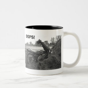 "OOPS!-FUNNY FAKE MOTORBIKE ACCIDENT" MUG
