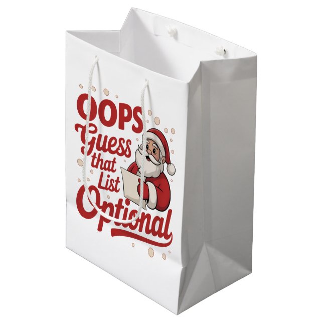 Oops Guess That List Optional Funny Santa Claus  Medium Gift Bag (Front Angled)