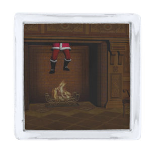 Oops - Hot Surprise For Santa Claus Silver Finish Lapel Pin