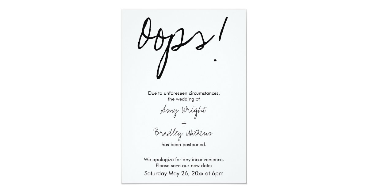 quot quot humorous postponed wedding announcement zazzle com funny birth announcement cards