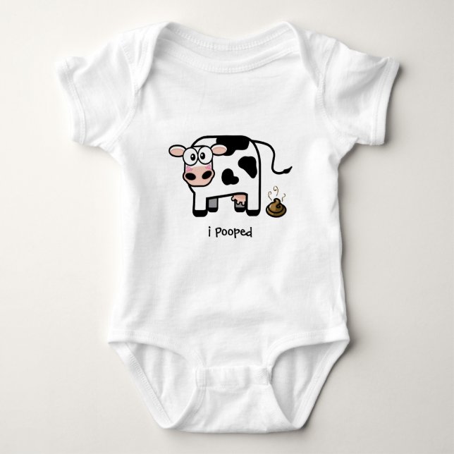 Oops I Pooped | Funny Pooping Cow Baby Bodysuit (Front)