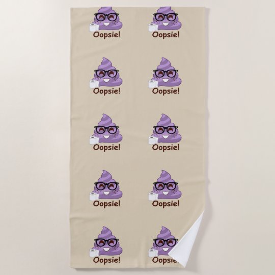 Oops Poops Purple Poop Emoji Brown Towel