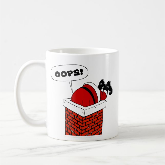 Oops Santa Stuck in Chimney Coffee Mug (Left)
