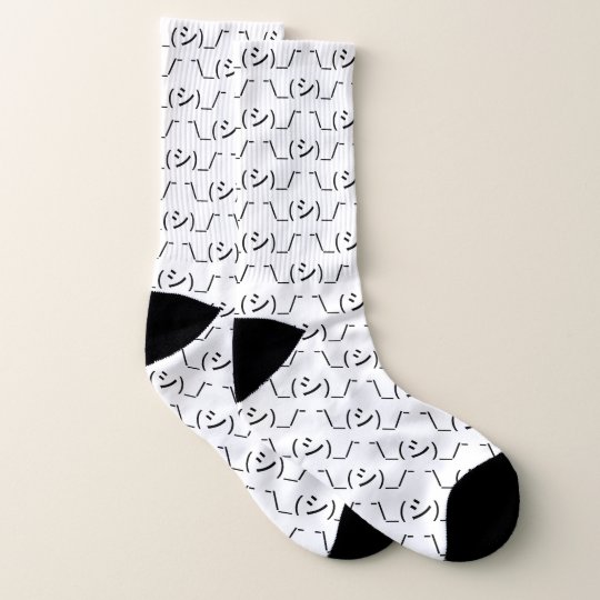 Oops Shrug Emoticon シ Japanese Kaomoji Socks Zazzle Com