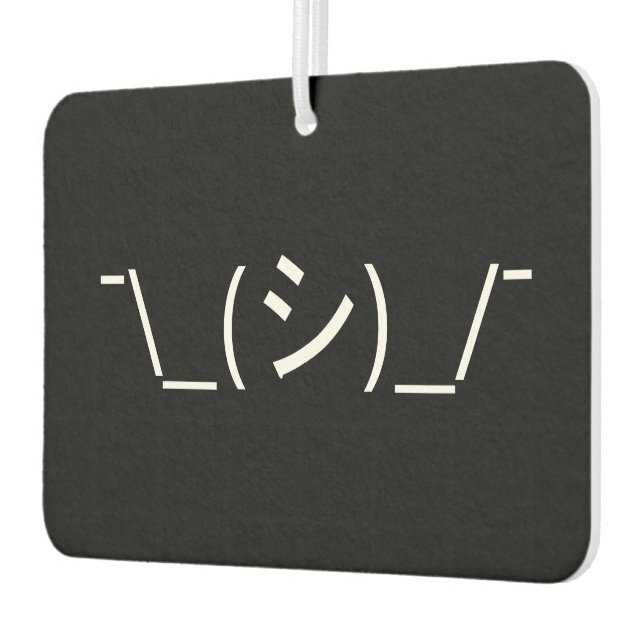 Oops Shrug Emoticon ¯\_(シ)_/¯ Japanese Kaomoji Air Freshener (Left)