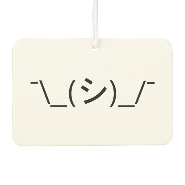 Oops Shrug Emoticon ¯\_(シ)_/¯ Japanese Kaomoji Air Freshener (Front)