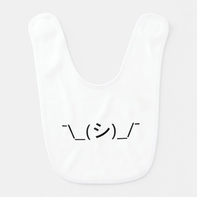 Oops Shrug Emoticon ¯\_(シ)_/¯ Japanese Kaomoji Baby Bib (Front)