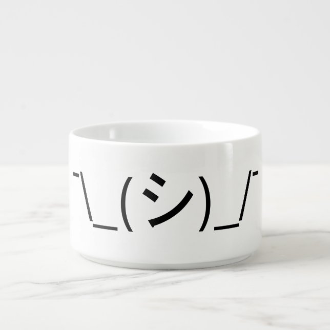 Oops Shrug Emoticon ¯\_(シ)_/¯ Japanese Kaomoji Bowl (Center)