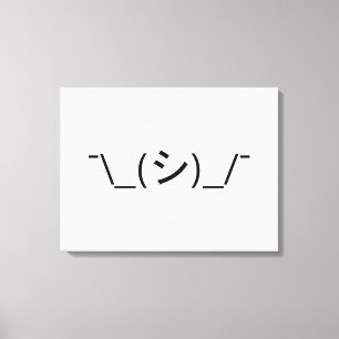 Oops Shrug Emoticon ¯\_(シ)_/¯ Japanese Kaomoji Canvas Print