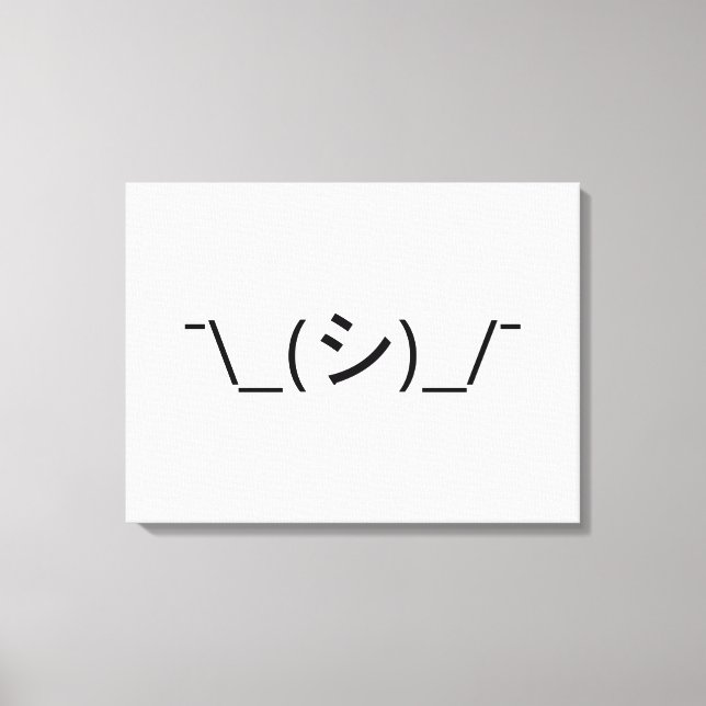 Oops Shrug Emoticon ¯\_(シ)_/¯ Japanese Kaomoji Canvas Print (Front)
