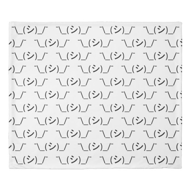 Oops Shrug Emoticon ¯\_(シ)_/¯ Japanese Kaomoji Duvet Cover (Front)