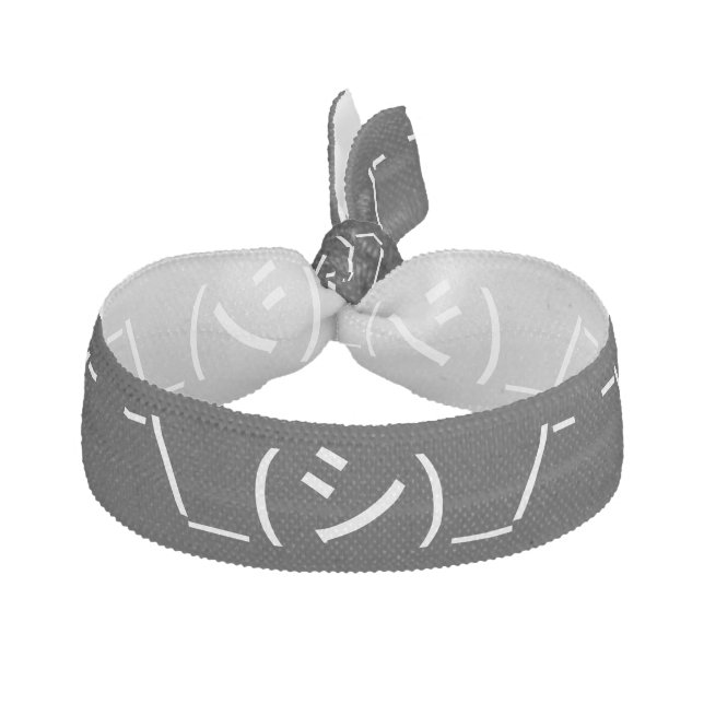Oops Shrug Emoticon ¯\_(シ)_/¯ Japanese Kaomoji Elastic Hair Tie (Front)