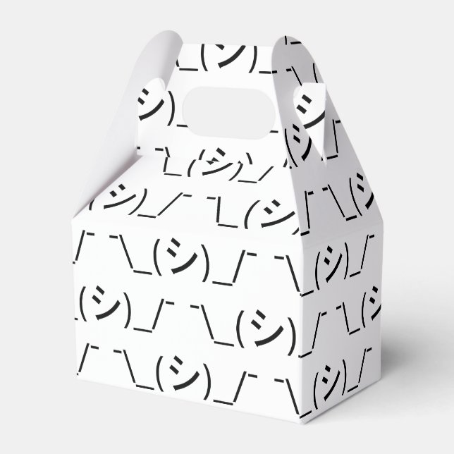 Oops Shrug Emoticon ¯\_(シ)_/¯ Japanese Kaomoji Favor Boxes (Front Side)