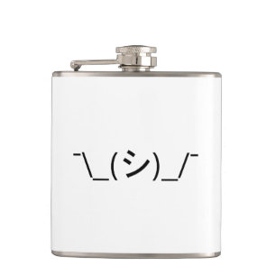 Oops Shrug Emoticon ¯\_(シ)_/¯ Japanese Kaomoji Flask
