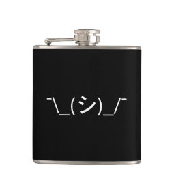 Oops Shrug Emoticon &#175;\_(シ)_/&#175; Japanese Kaomoji Flask