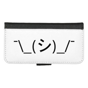 Oops Shrug Emoticon ¯\_(シ)_/¯ Japanese Kaomoji iPhone 8/7 Wallet Case