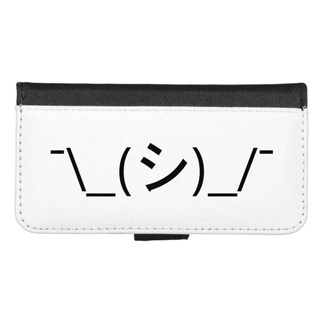 Oops Shrug Emoticon ¯\_(シ)_/¯ Japanese Kaomoji iPhone Wallet Case (Front (Horizontal))