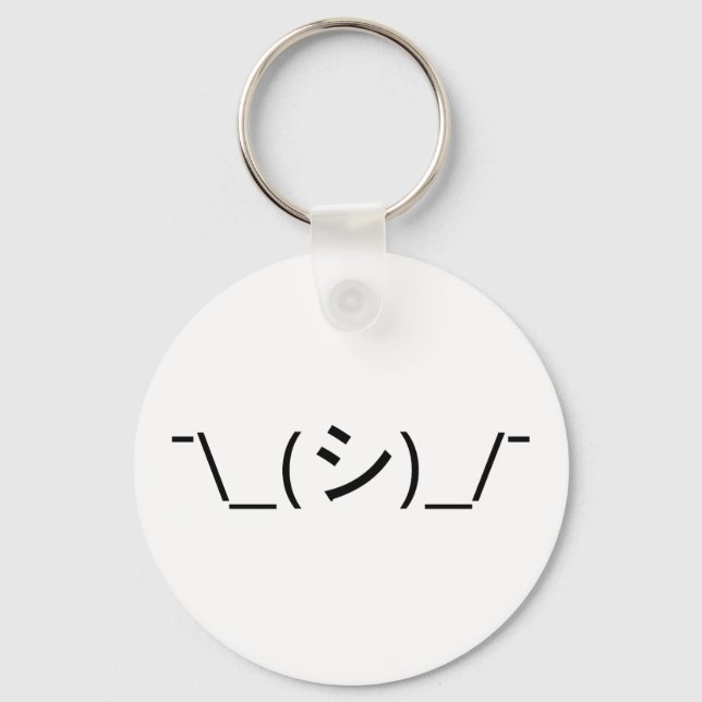 Oops Shrug Emoticon ¯\_(シ)_/¯ Japanese Kaomoji Keychain (Front)