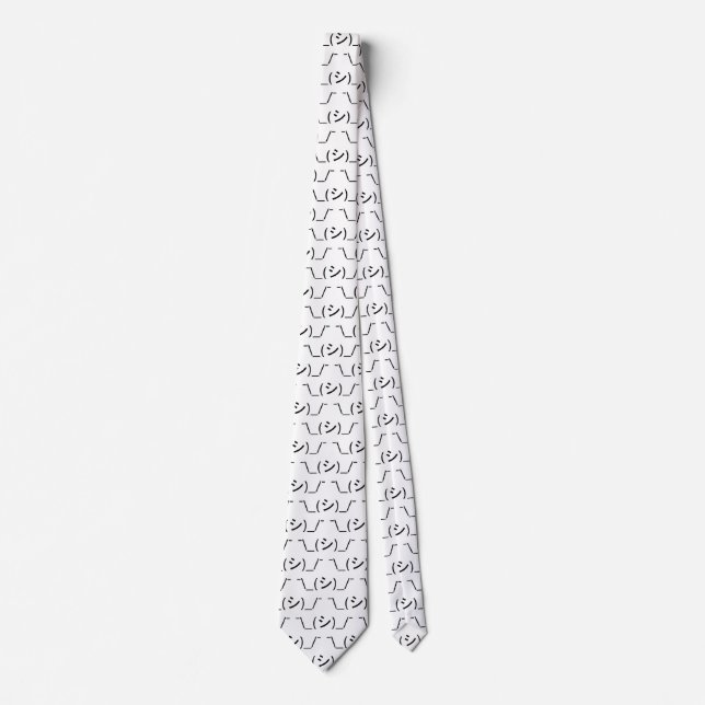Oops Shrug Emoticon ¯\_(シ)_/¯ Japanese Kaomoji Neck Tie (Front)
